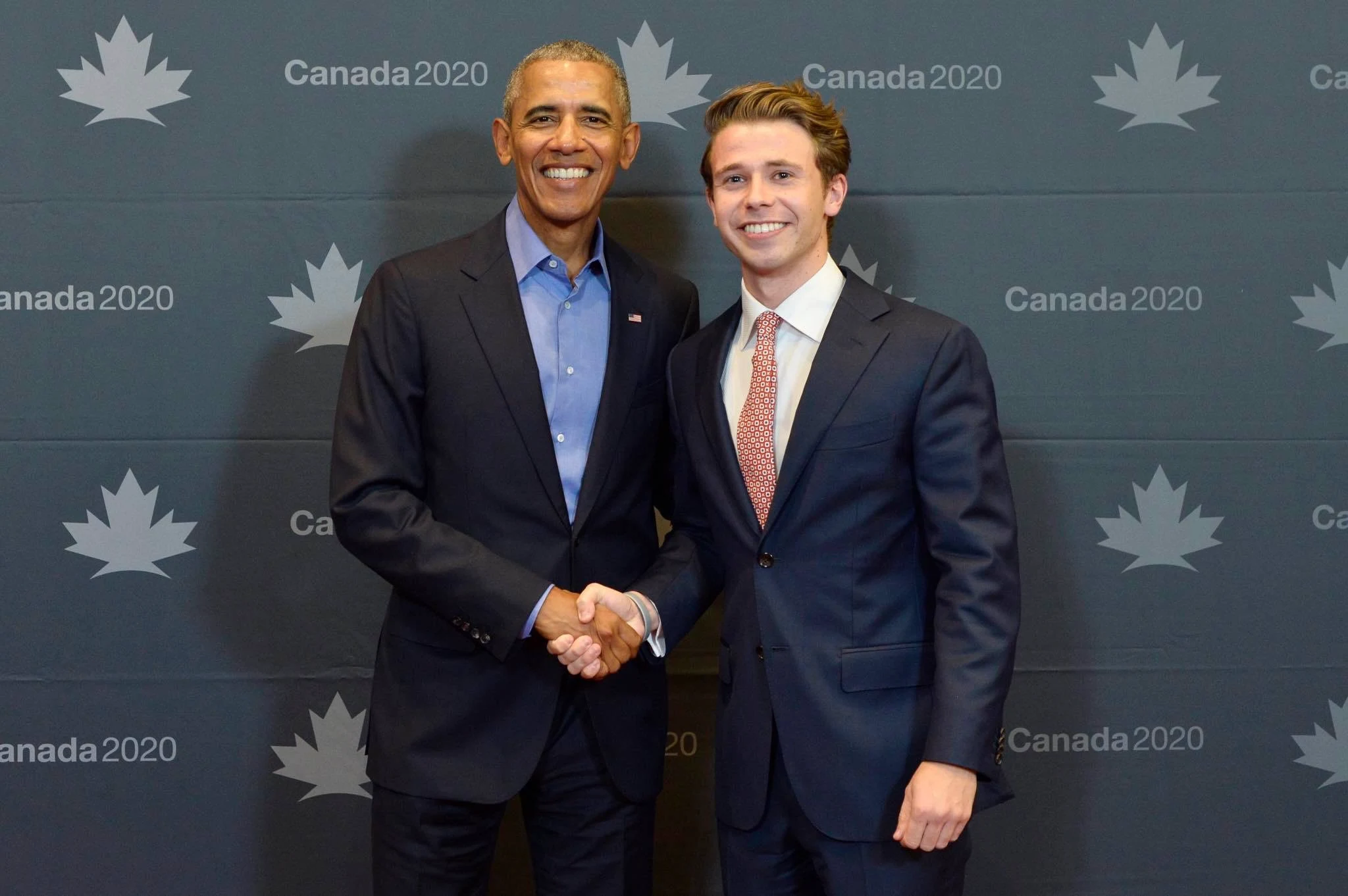 Dale McDermott with former United States President Barack Obama after his Canada 2020 address on global leadership