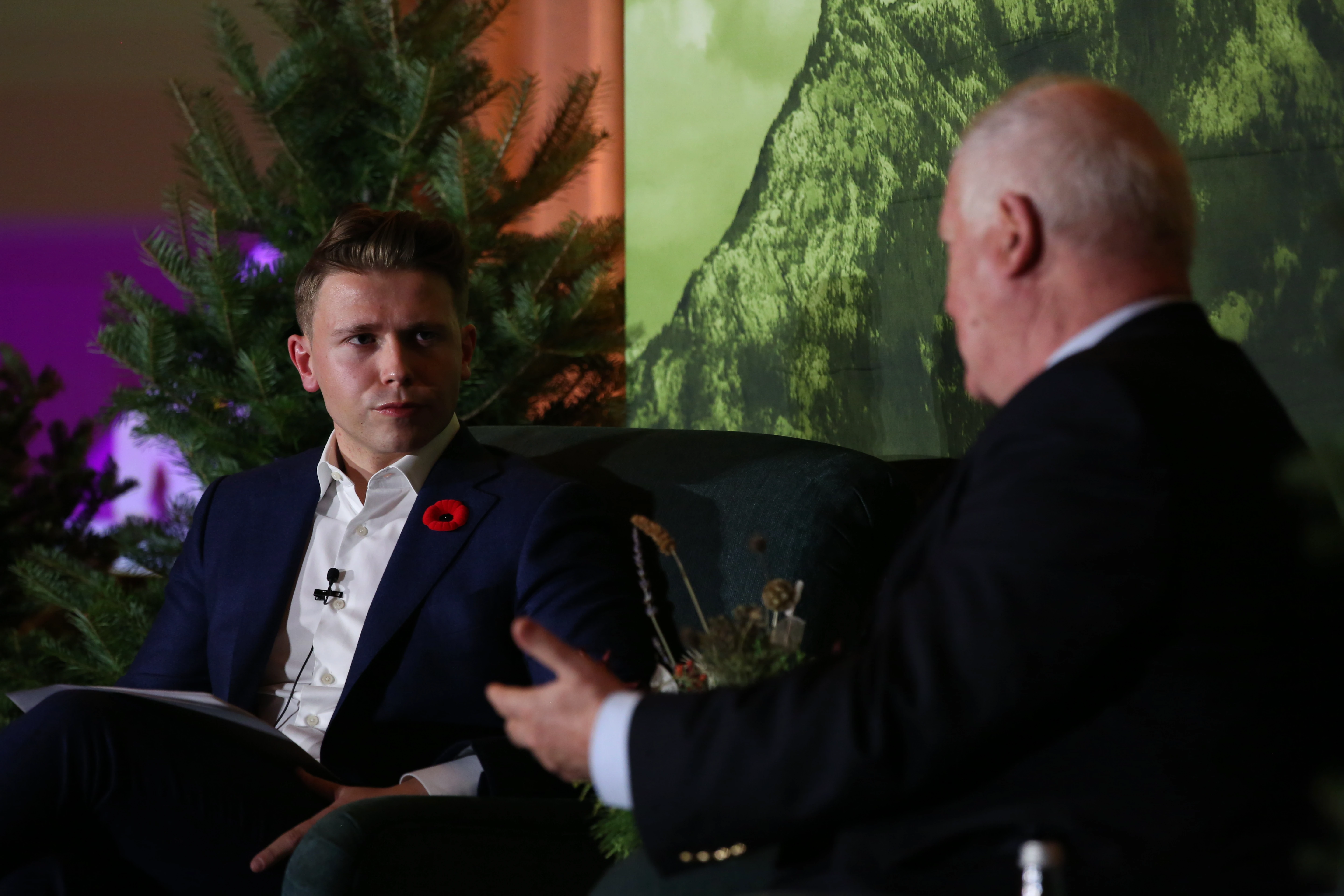 Dale McDermott leading a discussion at the Banff Forum with John Bruton