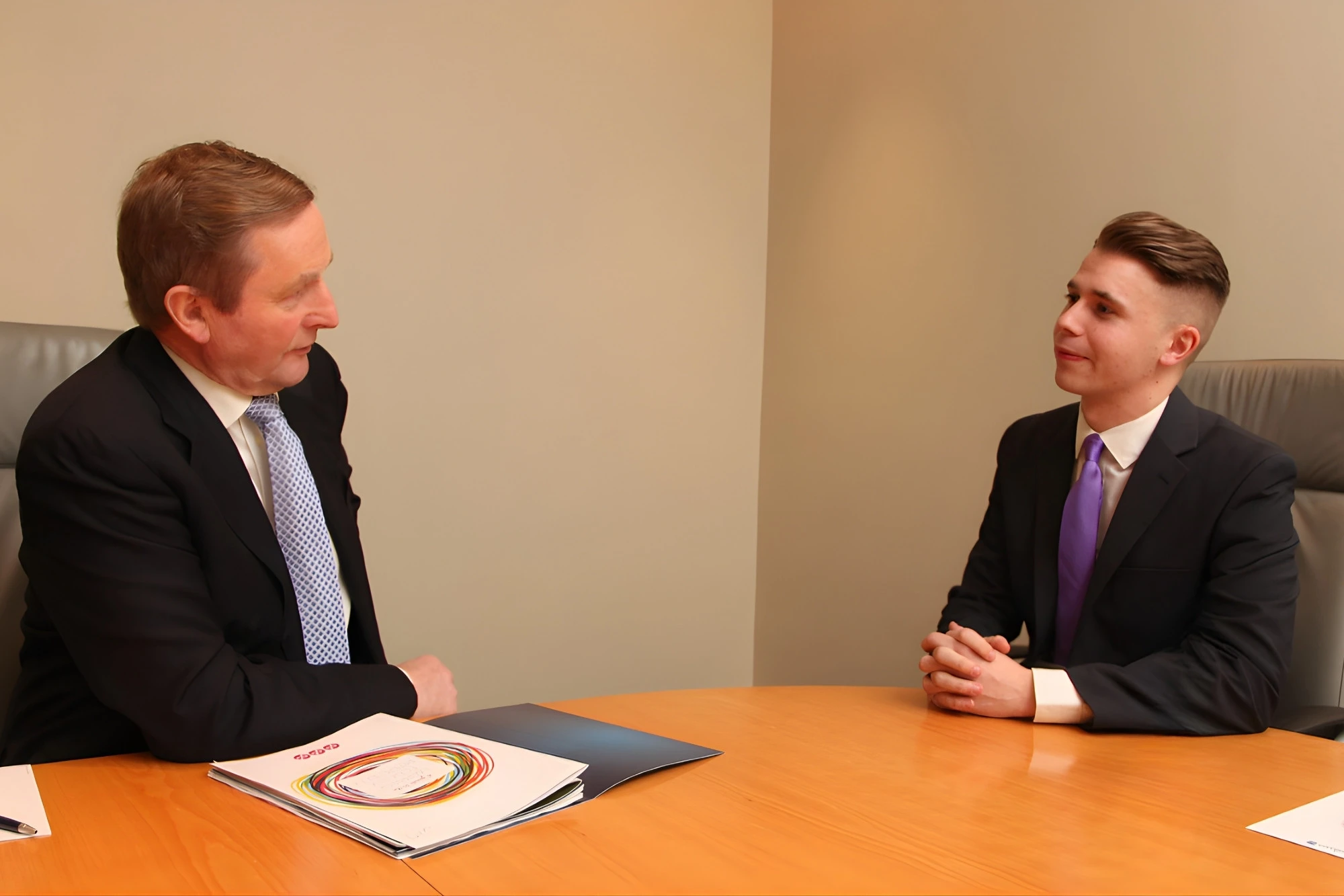 Dale McDermott with Taoiseach Enda Kenny at their final meeting as President of Young Fine Gael