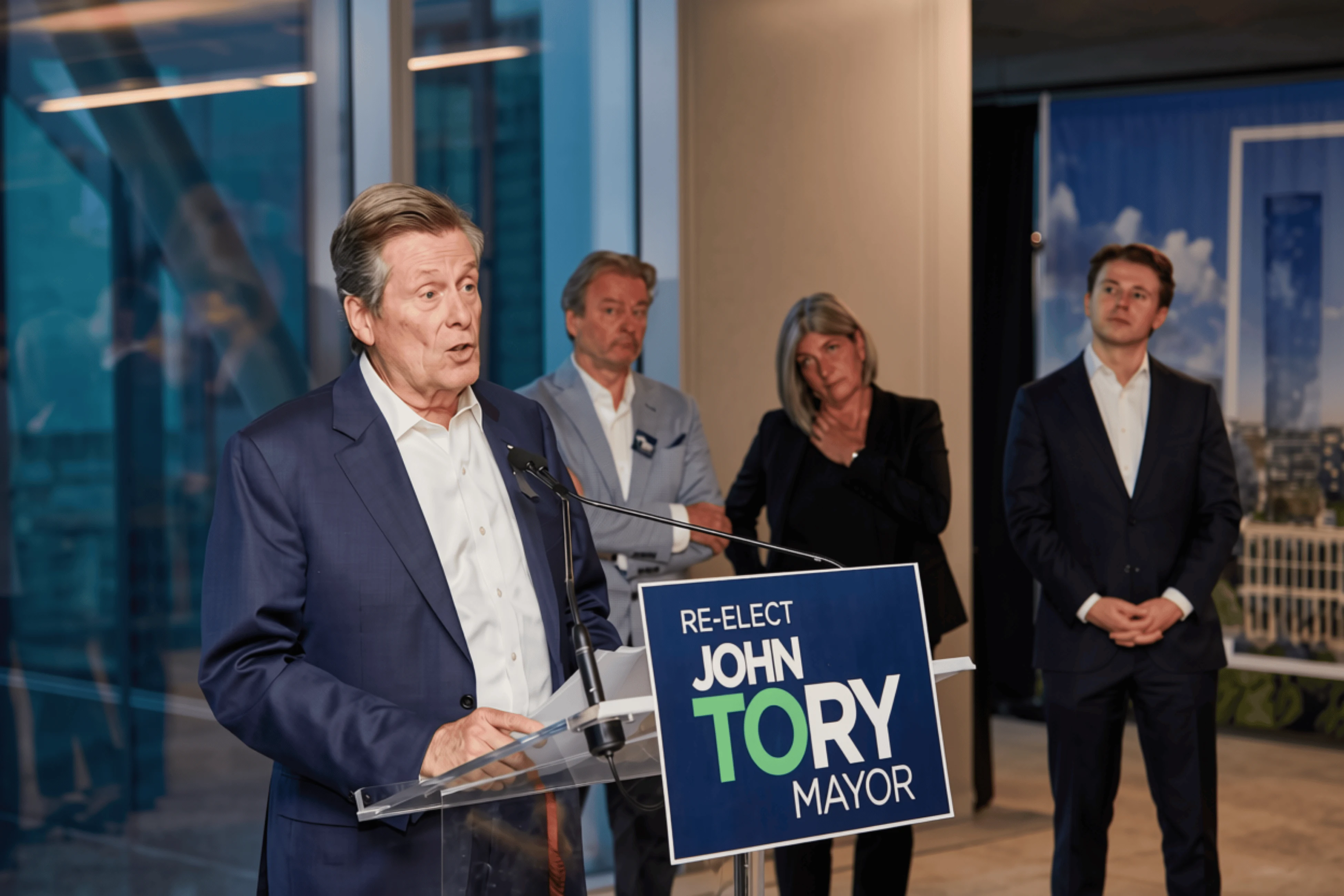 Dale McDermott with John Tory, Mayor of Toronto, at a speaking event