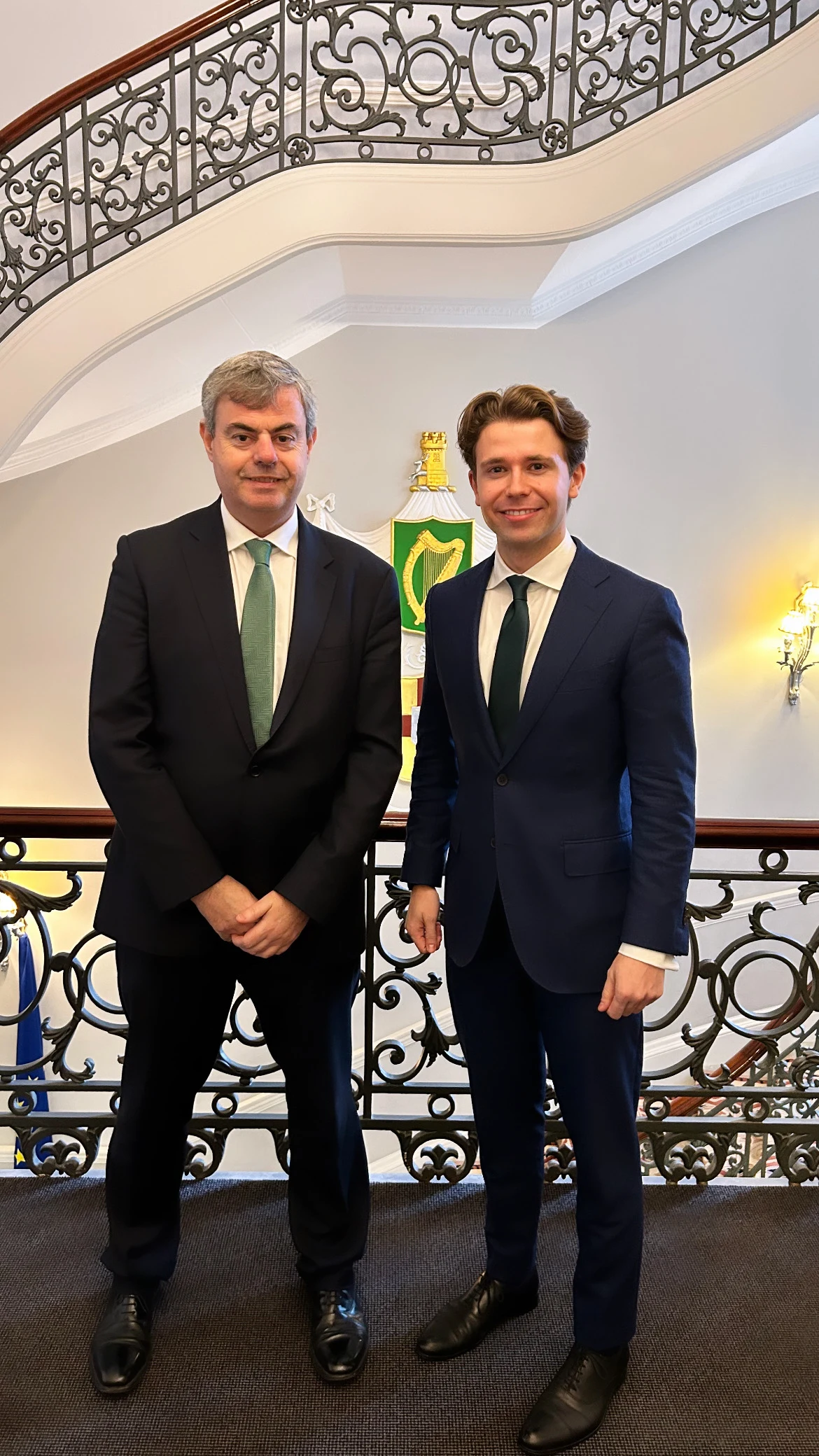 Dale McDermott with Martin Fraser, Ambassador of Ireland to Great Britain, at the Embassy of Ireland in London